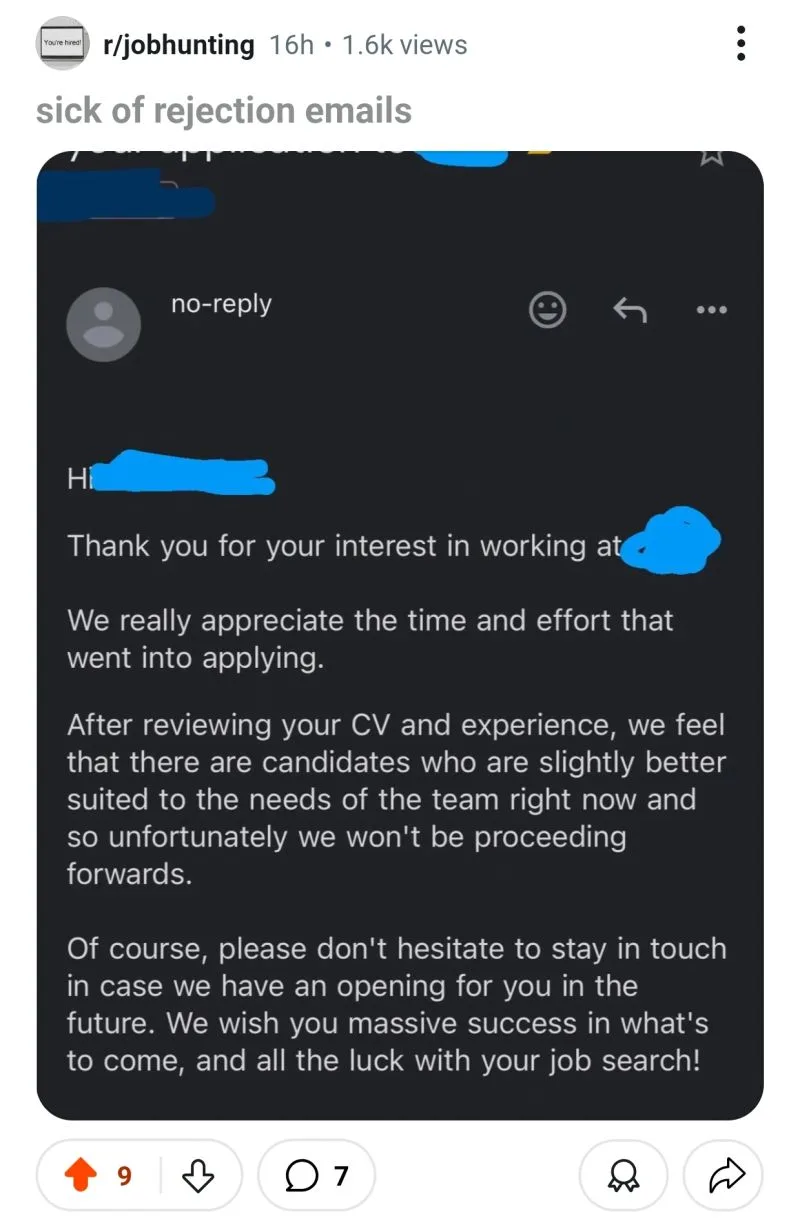 Sick of rejection emails